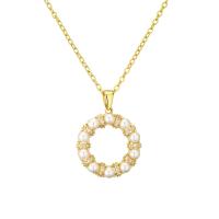 Cubic Zircon Micro Pave Brass Necklace with 5cm extender chain plated fashion jewelry & micro pave cubic zirconia nickel lead & cadmium free Length 45 cm Sold By PC