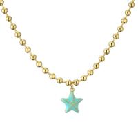 Cubic Zircon Micro Pave Brass Necklace with 5cm extender chain plated fashion jewelry & micro pave cubic zirconia & enamel nickel lead & cadmium free Length 41 cm Sold By PC