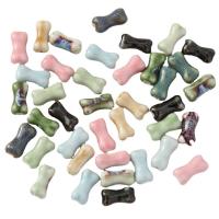 Contas de joias de porcelana, Osso, DIY, cores misturadas, 19x7x10mm, 10PCs/Bag, vendido por Bag