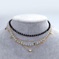Mosiądz Naszyjnik, ze Kryształ, biżuteria moda & różne style do wyboru & dla kobiety, długość około 11.8-15.7 cal, sprzedane przez PC