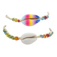 Shell Bracelet, with Seedbead & Wax Cord, with 2inch extender chain, fashion jewelry & for woman, Random Color, Length:Approx 6.3 Inch, Sold By PC