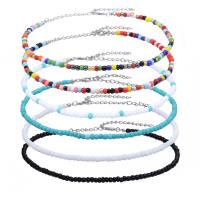 Glas-Rocailles Halskette, mit elastischer Faden & Zinklegierung, Bohemian-Stil & für Frau, keine, Länge:ca. 11.8-15.7 ZollInch, verkauft von PC