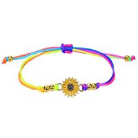 Tibetan Style Bracelet, with Wax Cord, Chrysamthemum, plated, folk style & Unisex & enamel, more colors for choice, Length:Approx 6.3-11.8 Inch, Sold By PC