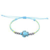 Resin Bracelet with Wax Cord & Zinc Alloy Turtle Bohemian style & for woman Length Approx 5.9-11.8 Inch Sold By PC