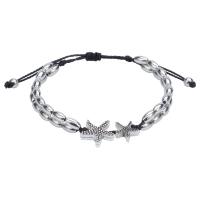 Zinc Alloy Bracelet with Wax Cord Starfish plated fashion jewelry & for woman Length Approx 5.9-11.8 Inch Sold By PC