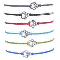 Wax Cord Bracelet, with Tibetan Style, Claw, plated, fashion jewelry & for woman & hollow, more colors for choice, Length:Approx 5.9-11.8 Inch, Sold By PC