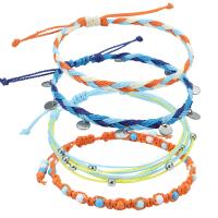 corde de cire bracelet de cheville, avec Acier titane, Griffe, 4 pièces & Style bohème & unisexe, Longueur:Environ 7-14.2 pouce, Vendu par fixé