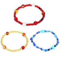 perles de rocaille en verre bracelet, avec Oeil de chat & ambre, bijoux de mode & unisexe, plus de couleurs à choisir, Longueur:Environ 6.3 pouce, Vendu par PC