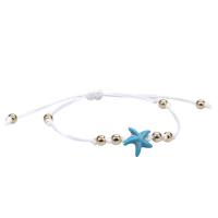 résine bracelet, avec corde de cire & alliage de zinc, étoile de mer, Style bohème & pour femme, Longueur:Environ 5.9-11.8 pouce, Vendu par PC