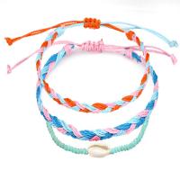 Fashion Create Wax Cord Bracelets with Shell & Crystal three pieces & Bohemian style & Unisex Length Approx 6.3-11 Inch Sold By Set