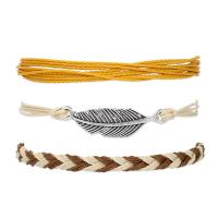corde de cire Set de bracelet, avec turquoise & alliage de zinc, trois pièces & Style bohème & unisexe & styles différents pour le choix, Longueur:Environ 5.5-11.8 pouce, Vendu par fixé