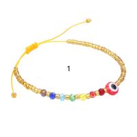 Glass Beads Bracelet, with Seedbead & Wax Cord, Evil Eye, Bohemian style & Unisex & different styles for choice, Length:Approx 5.9-11.8 Inch, Sold By PC