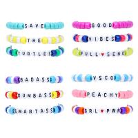 Acrylic Bracelet Set, with Seedbead, three pieces & Unisex & with letter pattern, more colors for choice, Length:Approx 6.3 Inch, Sold By Set