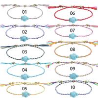 Turquoise Anklet, with Cotton Cord & Brass, Turtle, Bohemian style & Unisex, more colors for choice, Length:Approx 7.9-11.8 Inch, Sold By PC