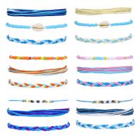 corde de cire Set de bracelet, avec coquille & cristal, trois pièces & Style bohème & styles différents pour le choix & pour femme, Longueur:Environ 6.3-11 pouce, Vendu par fixé