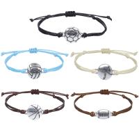 Zinc Alloy Bracelet with Wax Cord plated fashion jewelry & Unisex Length Approx 5.5-11 Inch Sold By PC