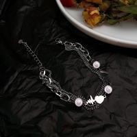 Bracelet d'acier titane, avec perle de plastique, bijoux de mode & multicouche & pour femme, couleur originale, Longueur:Environ 7 pouce, Vendu par PC