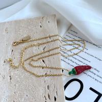 Brass Necklace, Cayenne, gold color plated, fashion jewelry & for woman & with rhinestone, red, nickel, lead & cadmium free, Length:Approx 52 cm, Sold By PC