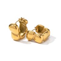 Huggie هوب القرط, 304 الفولاذ المقاوم للصدأ, مجوهرات الموضة & للمرأة, ذهبي, 19.60x10.30mm, تباع بواسطة زوج