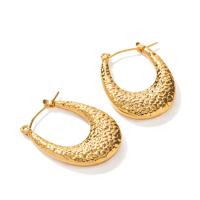 Stainless Steel Hoop Earring, 304 Stainless Steel, Vacuum Ion Plating, fashion jewelry & for woman, golden, 28.50x20.90mm, Sold By Pair