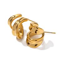 Boucle d'oreille de gaujon en acier inoxydable, Acier inoxydable 304, bijoux de mode & pour femme, doré, 3.90x8mm, Vendu par paire