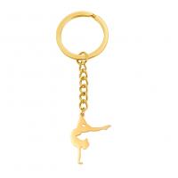 Key Chain, 304 rustfrit stål, mode smykker, flere farver til valg, 36.10x30.60mm, Solgt af PC
