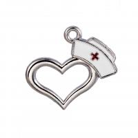 Stainless Steel Heart Pendants Zinc Alloy antique silver color plated fashion jewelry & DIY & enamel & hollow white nickel lead & cadmium free Sold By PC