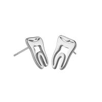 Stainless Steel Stud Earrings 304 Stainless Steel Tooth fashion jewelry & for woman & hollow original color Sold By Pair