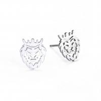 Stainless Steel Stud Earrings, 304 Stainless Steel, Lion, Vacuum Ion Plating, fashion jewelry & for woman & hollow, more colors for choice, 10x12mm, Sold By Pair