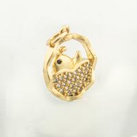 Cubic Zirconia Micro Pave Brass Pendant, high quality gold color plated, DIY & micro pave cubic zirconia, nickel, lead & cadmium free, 19x14x2mm, Hole:Approx 0.3mm, Approx 30PCs/Lot, Sold By Lot