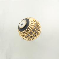 Fashion Evil Eye Jewelry Beads, Brass, high quality gold color plated, DIY & micro pave cubic zirconia, nickel, lead & cadmium free, 10x10x10mm, Hole:Approx 0.2mm, Approx 30PCs/Lot, Sold By Lot