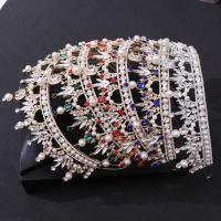 Bridal Tiaras, Tibetan Style, with Crystal & Plastic Pearl, micro pave cubic zirconia & for woman & with rhinestone, more colors for choice, nickel, lead & cadmium free, Inner Diameter:Approx 155mm, Sold By PC