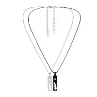 Par halsband, 304 rostfritt stål, med 1.97inch extender kedja, plated, 2 stycken & mode smycken & Unisex, 40x10mm, Längd Ca 17.32 inch, Ca 19.69 inch, Säljs av Ställ