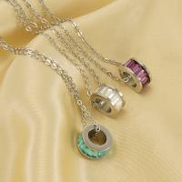 Collier de bijoux en acier inoxydable, Acier inoxydable 304, avec cristal, bijoux de mode & pour femme, plus de couleurs à choisir, 12x6mm, Vendu par Environ 17.72 pouce brin