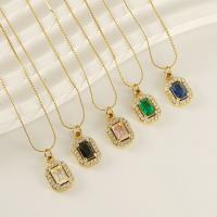 Stainless Steel Jewelry Necklace, 304 Stainless Steel, 18K gold plated, fashion jewelry & micro pave cubic zirconia & for woman, more colors for choice, 10.50x8.50mm, Sold Per Approx 17.72 Inch Strand