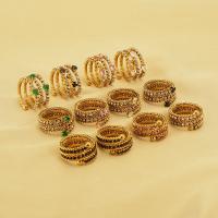 Zirkonia Edelstahl-Finger- Ring, 304 Edelstahl, 18K vergoldet, verschiedene Stile für Wahl & Micro pave Zirkonia & für Frau, keine, Größe:7, verkauft von PC