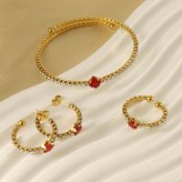 Rhinestone Stainless Steel Jewelry Set 304 Stainless Steel 18K gold plated & for woman & with rhinestone Sold By PC