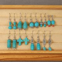 Boucles d'oreilles en alliage de zinc, avec turquoise, bijoux de mode & styles différents pour le choix & pour femme, Vendu par paire