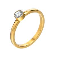 Rhinestone нержавеющей стали палец кольцо, Нержавеющая сталь 304, разный размер для выбора & Женский & со стразами, Золотой, 4.50mm, продается PC