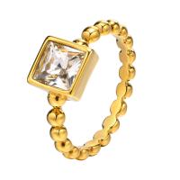 Zirkonia Edelstahl-Finger- Ring, 304 Edelstahl, verschiedene Größen vorhanden & Micro pave Zirkonia & für Frau, goldfarben, verkauft von PC