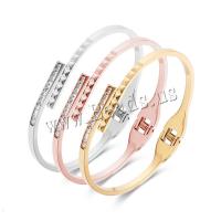 Titanium Steel Bracelet & Bangle Vacuum Ion Plating for woman & with rhinestone Inner Approx Sold By PC