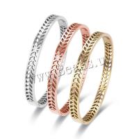 Titanium Steel Bracelet & Bangle, Vacuum Ion Plating, for woman & hollow, more colors for choice, 6mm, Inner Diameter:Approx 50x60mm, Sold By PC