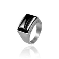 Stainless Steel Finger Ring 316L Stainless Steel with Cubic Zirconia Rectangle & for man original color Sold By PC