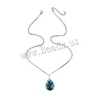 Zinklegierung Schmuck Halskette, mit Glas, Tropfen, für Frau, keine, frei von Nickel, Blei & Kadmium, Länge:ca. 45-50 cm, verkauft von PC