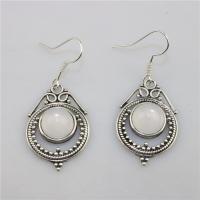 Tibetan Style Drop Earrings, with Sea Opal, silver color plated, for woman, nickel, lead & cadmium free, 45mm, Sold By Pair