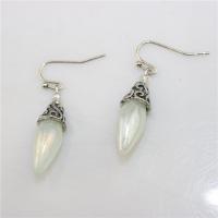 Zinc Alloy Drop Earrings with Sea Opal Claw silver color plated for woman nickel lead & cadmium free 35mm Sold By Pair