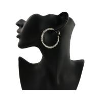 Zinc Alloy Drop Earrings Donut silver color plated for woman nickel lead & cadmium free Inner Approx 39mm Sold By Pair