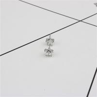 Zinc Alloy Stud Earring with Cubic Zirconia Star silver color plated for woman nickel lead & cadmium free Sold By Pair