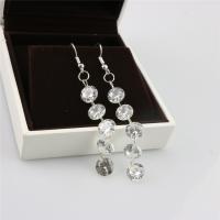 Zinc Alloy Drop Earrings with Cubic Zirconia silver color plated for woman nickel lead & cadmium free Sold By Pair