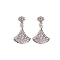 Zinc Alloy Drop Earrings Fan plated for woman & with rhinestone nickel lead & cadmium free Sold By Pair